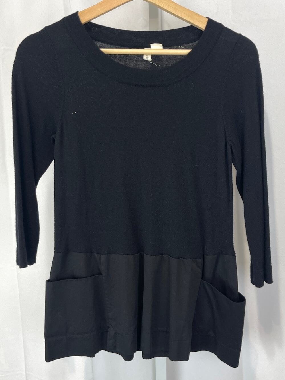 MOTH Anthropologie Breezy Point Sweater Mixed Media Pullover Black Size S